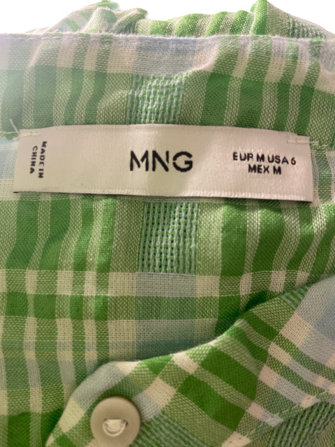 Vestido Mng de Algodón Cuadros Manga larga Verde - Talla M