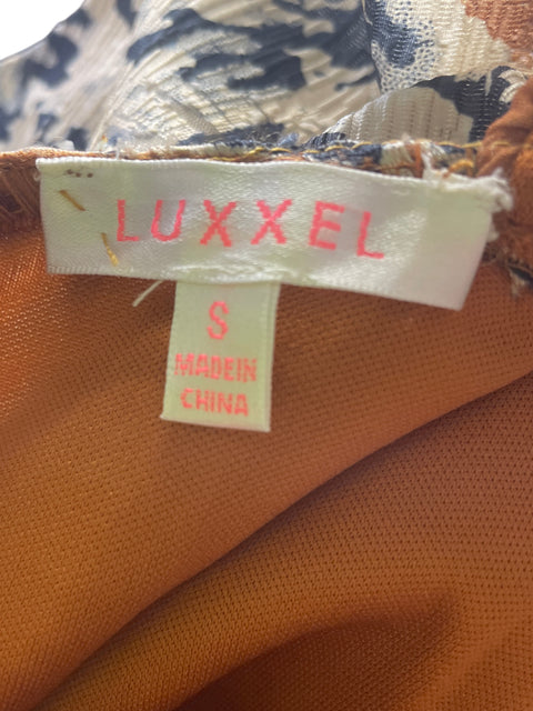 Vestido Luxxel Estampado Ruchas Marrón - Talla S