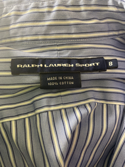 Camisa Ralph Lauren de Algodón Ruchas Botones Azul - Talla 8