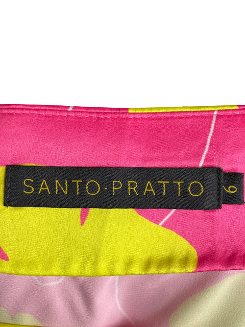 Blusa Santo Pratto Satinado Estampado Rosado - Talla 6