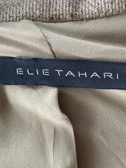 Blazer Elie Tahari Manga larga Beige - Talla S