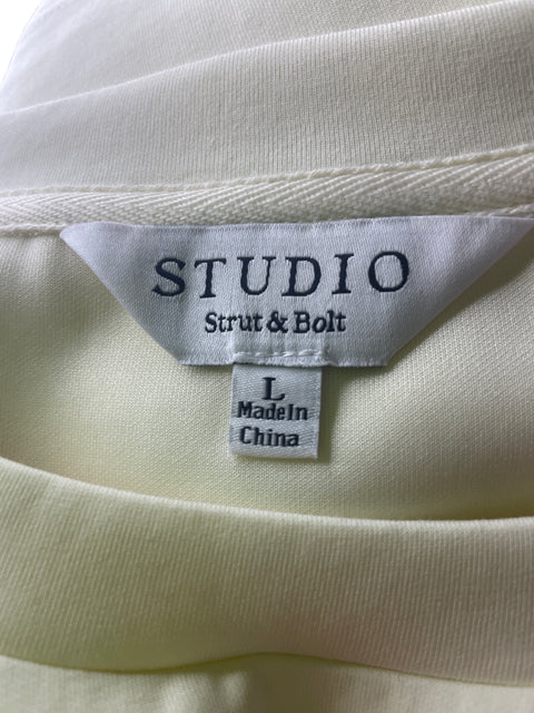 Blusa Strut & Bolt de Algodón Ruchas Sin mangas Beige - Talla L