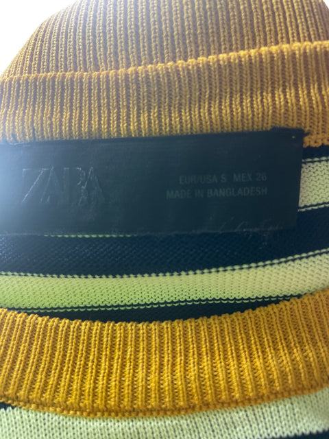 Blusa Zara de Viscosa Rayas Manga corta Azul - Talla S