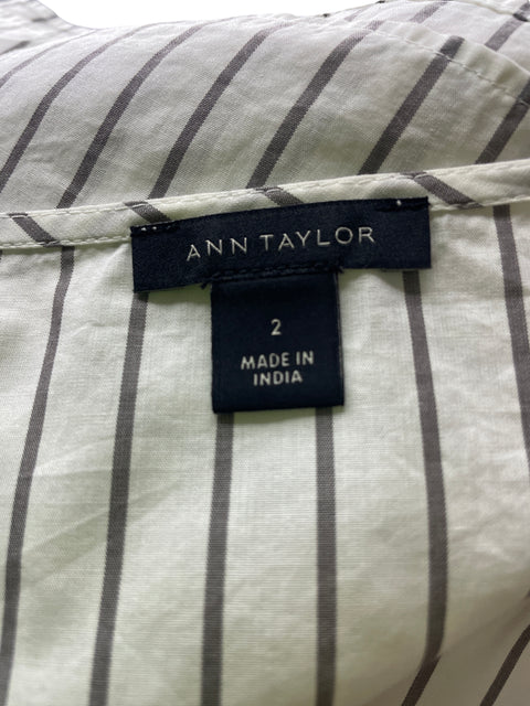 Blusa Ann Taylor de Algodón Rayas Cuello v Blanco - Talla 2