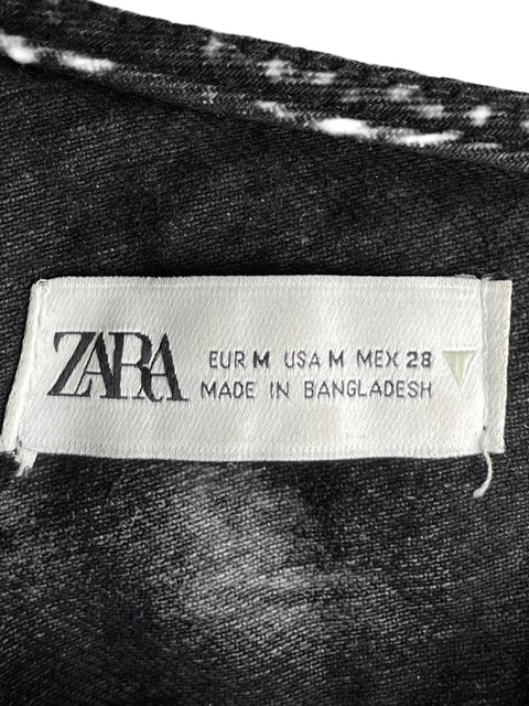 Top Zara de Algodón Asimétrico Brillo Negro - Talla M