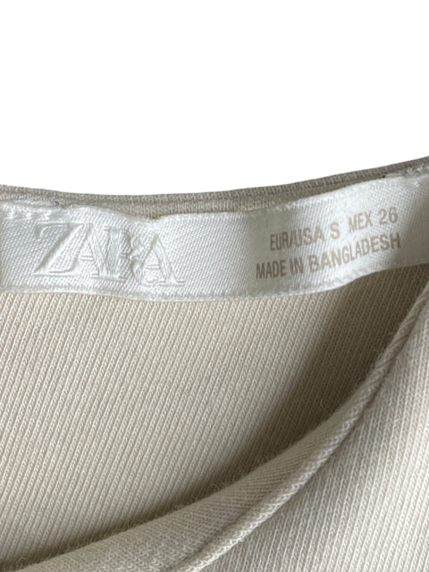 Vestido Zara de Algodón Bubble hem Beige - Talla S