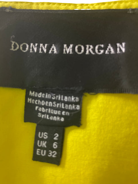 Vestido Donna Morgan de Algodón Cuello v Midi Amarillo - Talla 2