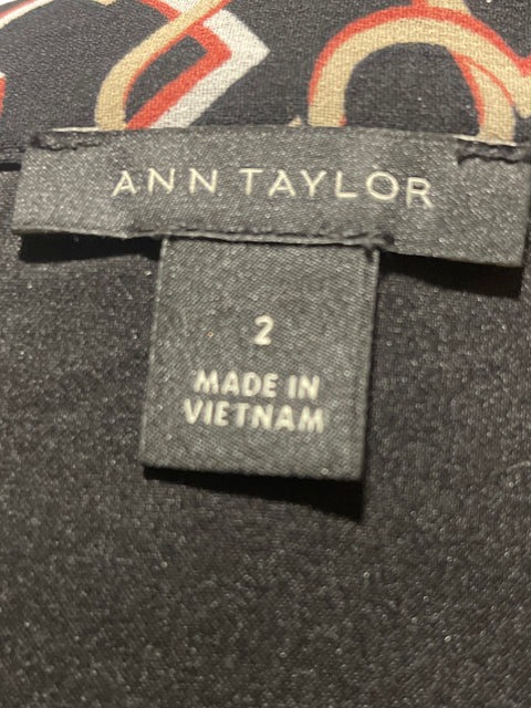Vestido Ann Taylor Estampado Transparente Negro - Talla 2