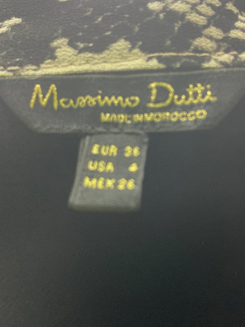 Vestido Massimo Dutti de Viscosa Estampado Manga larga Negro - Talla 4