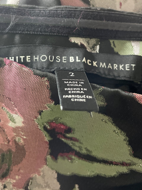 Vestido White House Black Market Tiras Floral Negro - Talla 2