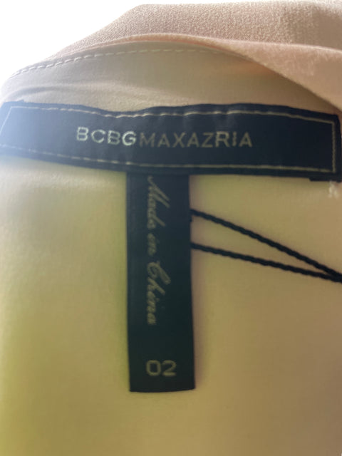 Vestido De Fiesta Bcbg Asimétrico Vuelos Beige - Talla 2