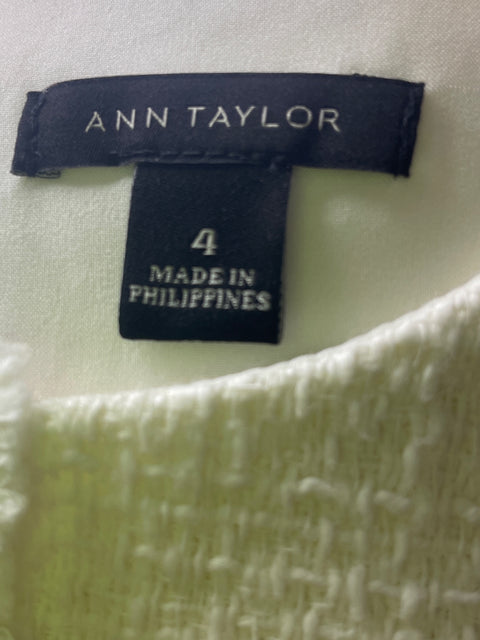 Vestido Ann Taylor Texturizado Sin mangas Blanco - Talla 4