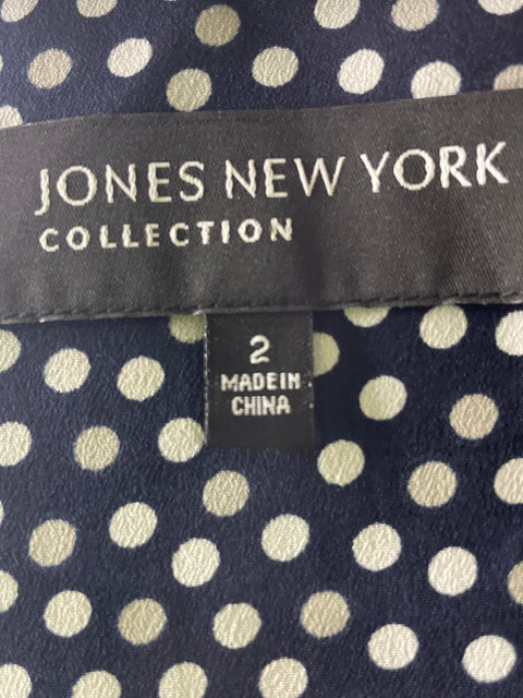 Vestido Jones New York Lunares Cuello redondo Azul - Talla 2