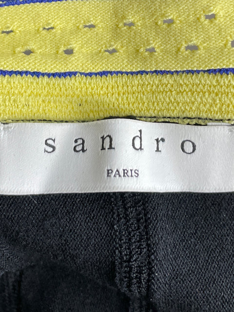 Falda Sandro de Viscosa Midi Punto Negro - Talla L