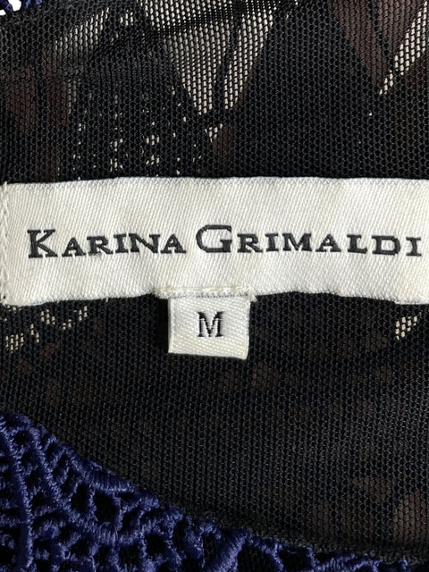 Blusa Karina Grimaldi Calado Encaje Azul - Talla M