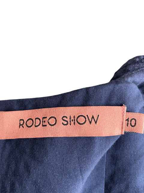 Romper Rodeo Show de Algodón Midi Troquelado Azul - Talla 10