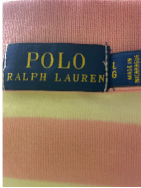 Vestido Polo Ralph Lauren de Algodón Rayas Manga corta Rosado - Talla L
