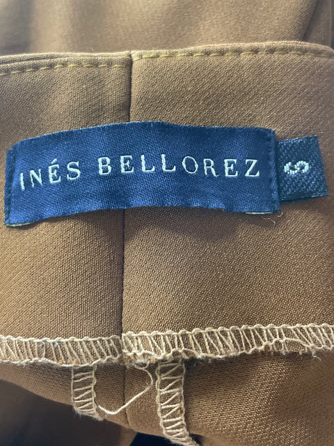 Pantalón Inés Bellorez Plisado Palazo Marrón - Talla S