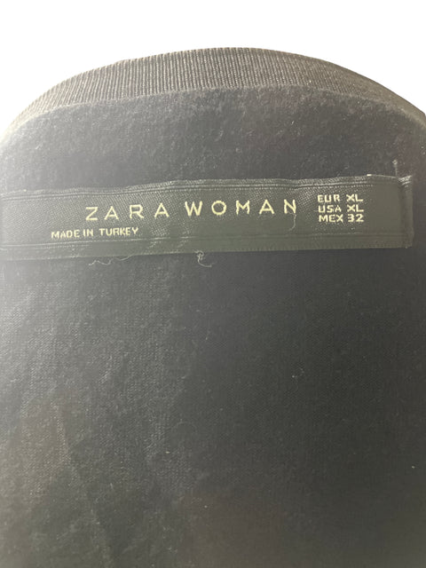 Blusa Zara Cuello v Transparente Negro - Talla XL
