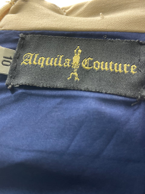 Vestido De Fiesta Alquila Couture Pedrería Sin mangas Azul - Talla 10