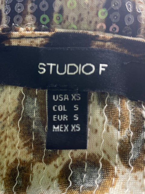 Blusa Studio F Animal print Cruzado Marrón - Talla XS