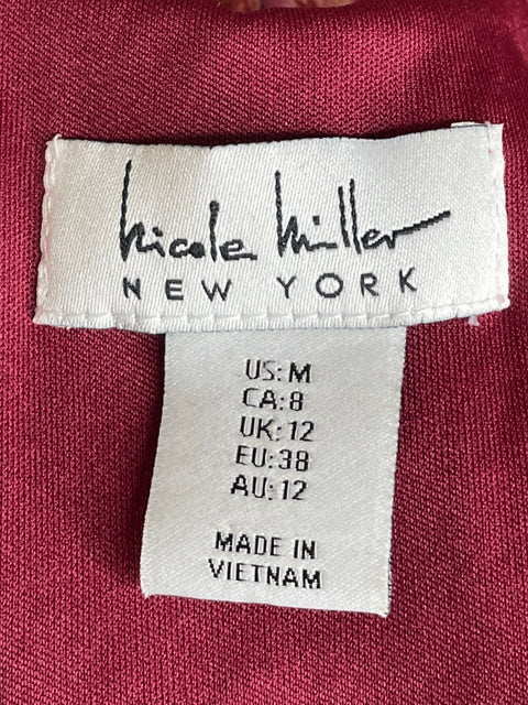 Vestido Nicole Miller New York Satinado Halter Rojo - Talla M
