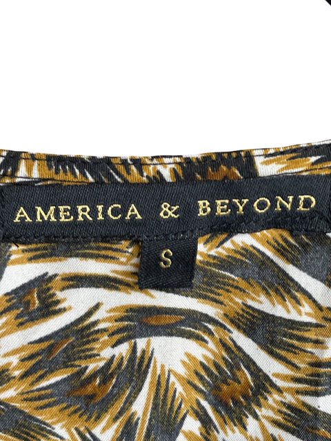Vestido America & Beyond Cuello v Estampado Marrón - Talla S