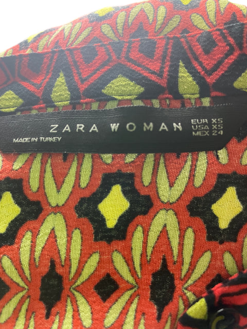 Vestido Zara Estampado Mini Naranja - Talla XS