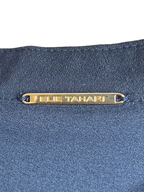 Vestido Elie Tahari Midi Bordado Azul - Talla S
