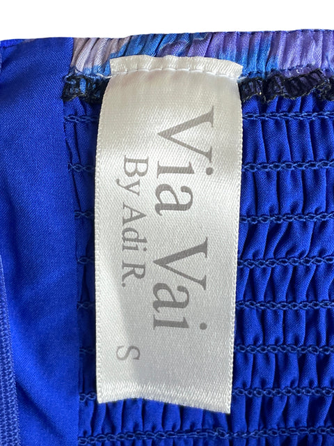 Vestido Via Vai Cuello v Estampado Azul - Talla S