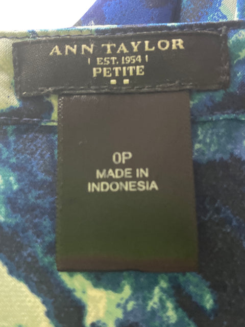 Blusa Ann Taylor Sin mangas Estampado Azul - Talla 0
