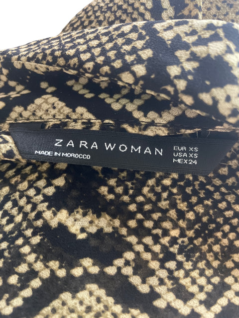 Blusa Zara Cruzado Manga larga Marrón - Talla XS