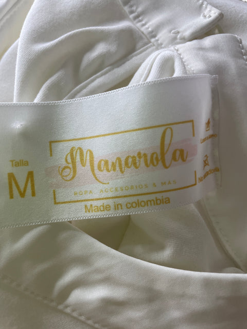 Camiseta Manarola de Algodón Manga corta Cuello redondo Blanco - Talla M