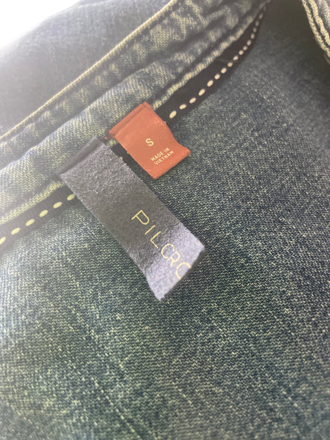 Blusa Pilcro de Algodón Abullonado Manga corta Azul - Talla S