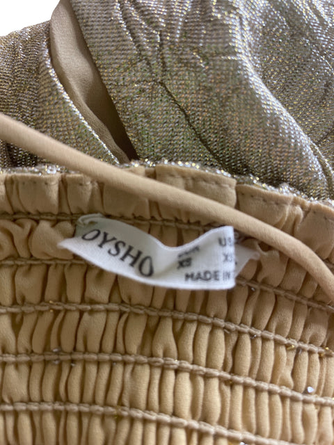 Vestido Oysho Strapless Suelto Dorado - Talla XS
