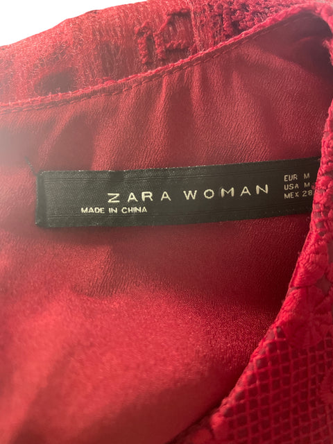 Vestido Zara Tejido Midi Rojo - Talla M