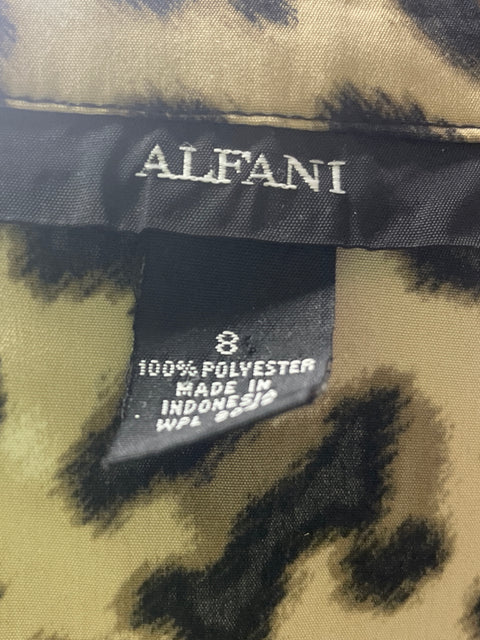 Vestido Alfani Animal print Manga corta Marrón - Talla 8