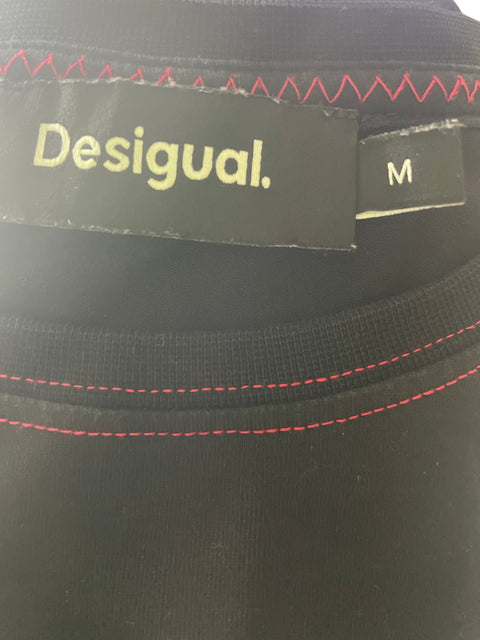 Camiseta Desigual de Algodón Manga corta Cuello redondo Negro - Talla M