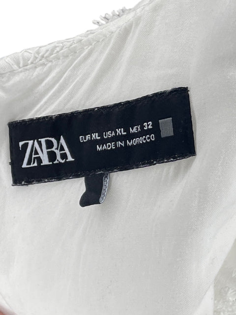 Vestido Zara de Viscosa Mini Encaje Blanco - Talla XL