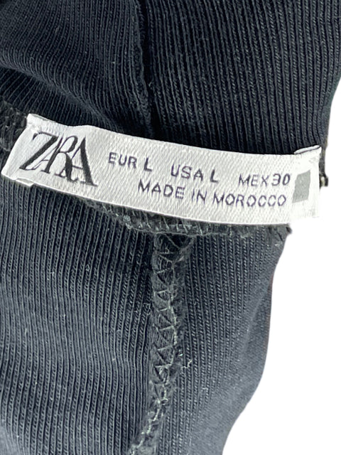 Vestido Zara de Algodón Liso Negro - Talla L