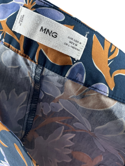 Falda Mango de Algodón Midi Azul - Talla M