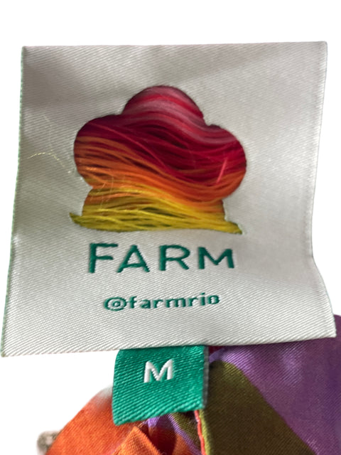 Vestido Farm de Algodón Estampado Ruchas Naranja - Talla M