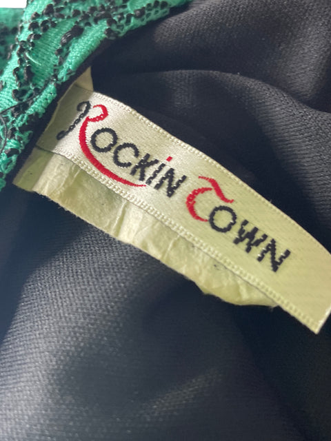 Vestido Rockin Town Pedreria Cuello redondo Verde - Talla S