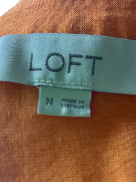 Vestido Loft Ruchas Manga corta Naranja - Talla M