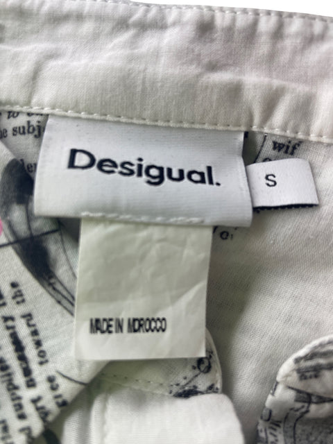 Camisa Desigual Estampado Botones Blanco - Talla S