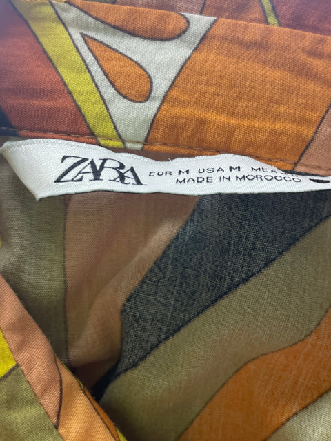 Conjunto Zara de Algodón Estampado Short/blusa Naranja - Talla M