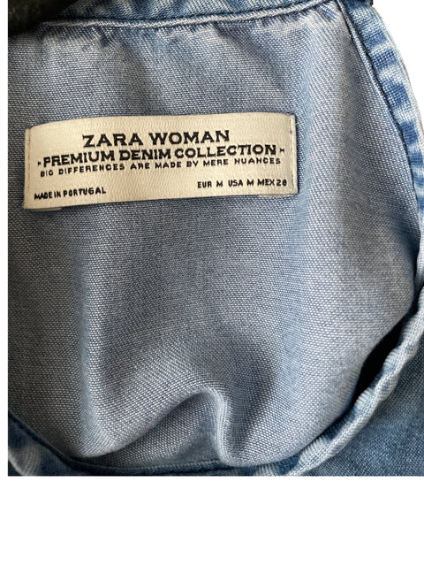 Blusa Zara Liso Halter Azul - Talla M