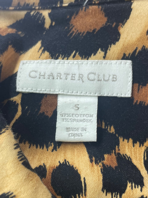 Chaqueta Chárter Club de Algodón Animal print Botones Marrón - Talla S
