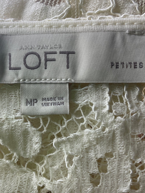 Blusa Ann Taylor Loft Tejido Troquelado Blanco - Talla M