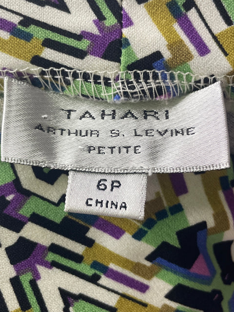 Blusa Tahari Estampado Sin mangas Verde - Talla 6